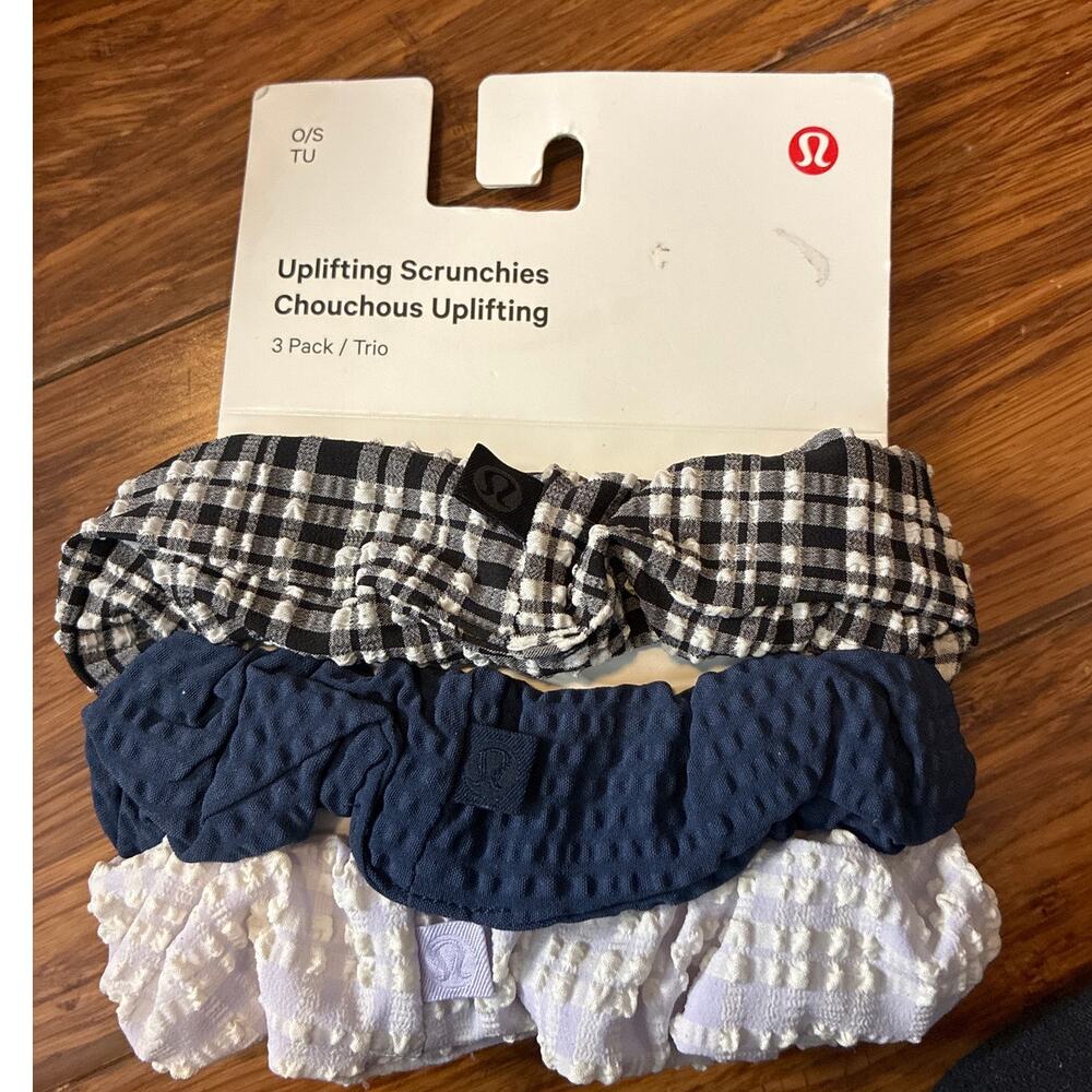 Lululemon Uplifting Scrunchies 3 Pack Hair Ties Gingham/Plaid